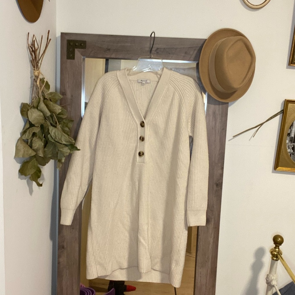 MADEWELL CREAM SWEATER DRESS